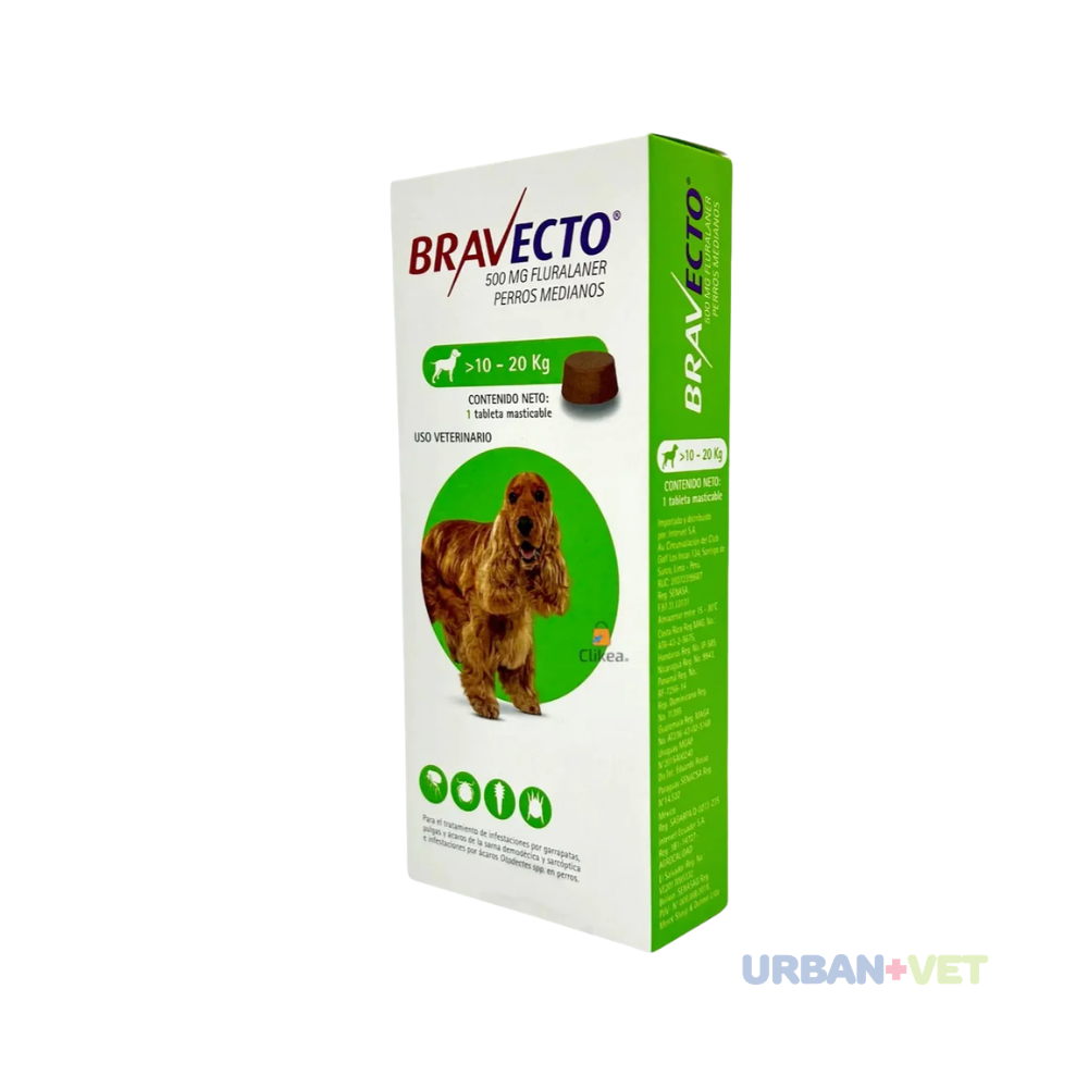 BRAVECTO 500 MG 10 A 20 KG 3 MESES 1 TABLETA